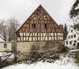 Image showing old half-timbered house facade