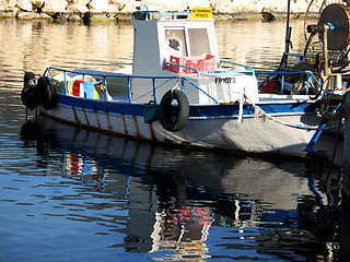 Image showing Boat reflections. Pomos. Cyprus