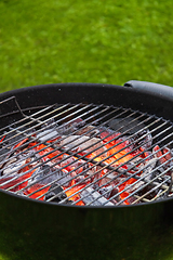 Image showing burning charcoal grill 