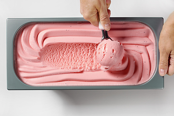 Image showing box of pink strawberry ice cream