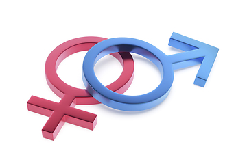 Image showing Metal red female and blue male gender symbols