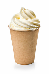 Image showing cappuccino coffee decorated with whipped cream