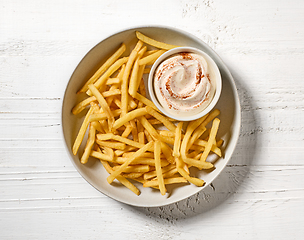 Image showing french fries with mayonnaise dip