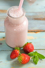 Image showing Healthy strawberry smoothie