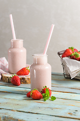 Image showing Healthy strawberry smoothie