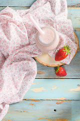 Image showing Healthy strawberry smoothie