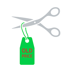 Image showing Scissors Cut Old Price Tag Icon