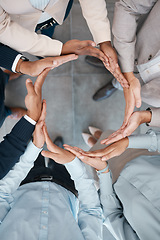 Image showing Teamwork, workflow and business hands sign for collaboration, motivation and group support. Corporate people in community circle for team building commitment, partnership trust and staff cooperation