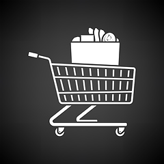 Image showing Shopping Cart With Bag Of Food Icon