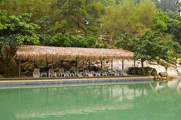 Image showing Pavilion with thatch roof