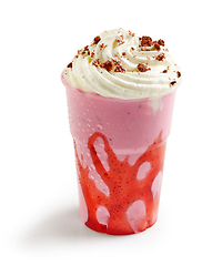 Image showing pink strawberry milkshake