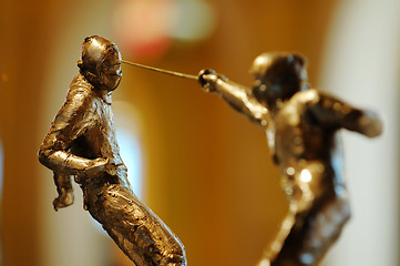 Image showing Fencers in attacking