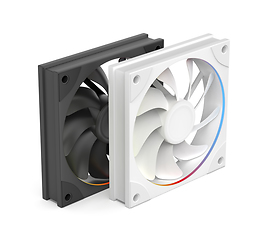 Image showing Black and white colored computer case fans