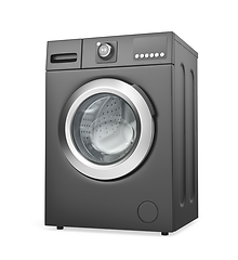Image showing Black washing machine
