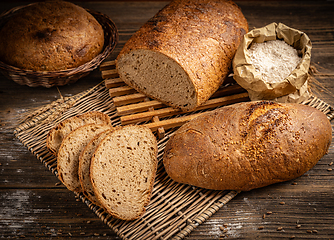 Image showing Sliced rye loaves of bread