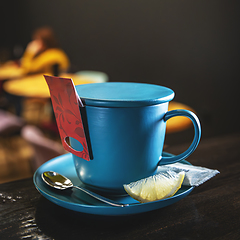 Image showing Blue ceramic mug