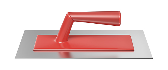 Image showing Plastering trowel with red plastic handle