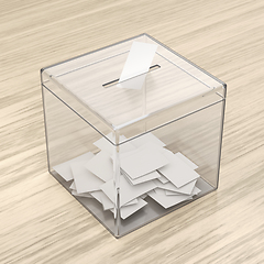 Image showing Transparent ballot box with voting paper