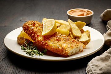 Image showing plate of fish and chips