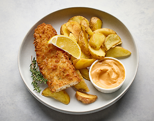 Image showing bowl of fish and chips