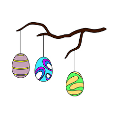 Image showing Easter Eggs Hanged On Tree Branch Icon