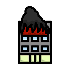 Image showing Hotel Building In Fire Icon