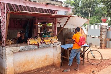 Image showing Zebu meat from a street butchery in Mandoto, Madagascar.