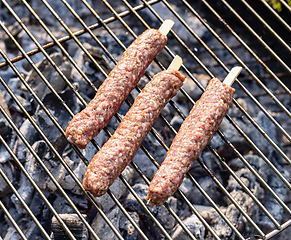 Image showing minced meat skewers