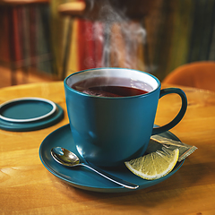 Image showing Blue cup of tea