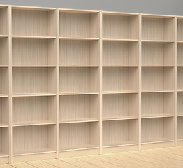 Image showing Empty wooden bookcases