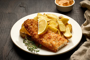 Image showing plate of fish and chips