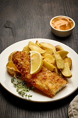 Image showing plate of fish and chips