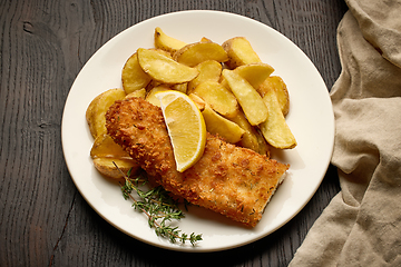 Image showing plate of fish and chips