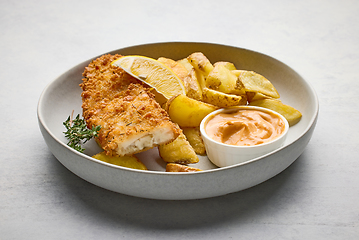 Image showing bowl of fish and chips