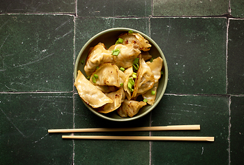 Image showing bowl of asian dumplings 