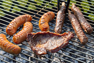 Image showing various grilled meat and sausages