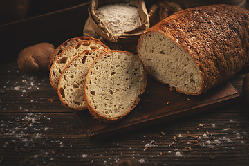 Image showing Bread, traditional sourdough loaf bread