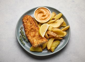 Image showing plate of fish and chips