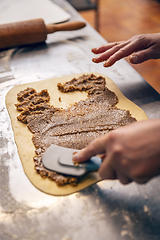 Image showing Baker make stuffed sweet bread