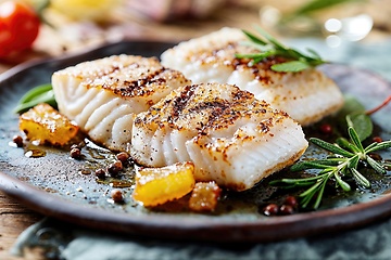 Image showing Tasty fillets of grilled or oven baked pollock