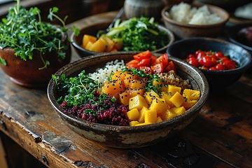 Image showing Buddha bowl, healthy and balanced food