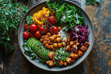 Image showing Buddha bowl, healthy and balanced food