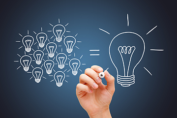 Image showing Teamwork Great Idea Light Bulbs Concept