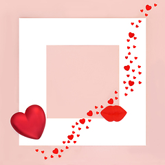 Image showing Surreal Valentine Lips and Red Heart Background Frame 