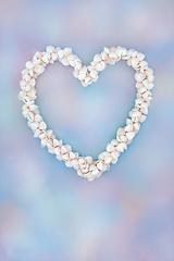 Image showing Heart Shaped Cockle Shell Wreath on Rainbow Sky Background