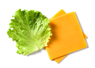 Image showing cheddar cheese slices and lettuce