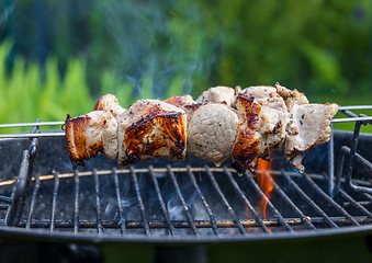 Image showing grilled pork skewers