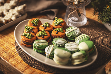 Image showing Beautifully decorated Christmas macarons