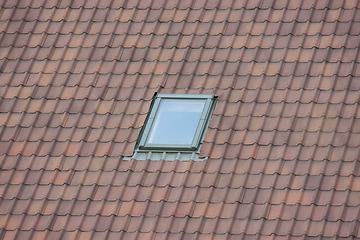 Image showing Roof window on metal roof