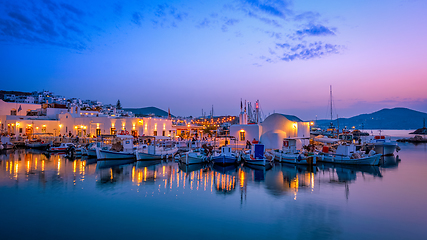 Image showing Picturesque Naousa town on Paros island, Greece in the night